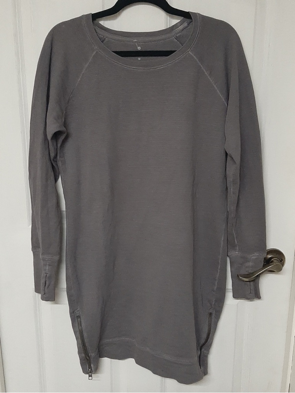 Athleta Gray Logo Crewneck Sweat Top